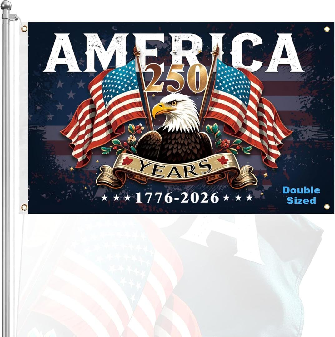 American 250th Anniversary Flag-35 FT Double-Sided 3-Ply 250 Year American Flag, 1776-2026 United States Independence Day Flag,Weather-Resistant 4th of July American 250 Patriotic Flag Banner for Indoor & Outdoor,Porch,Wall