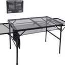 Nice C Folding Grill Table, Camping Table, Tailgate Tables, Grill Tables, Outdoor, Metal Folding Adjustable Height&Width, Mesh Net, Carry Handle (4.4FT)