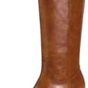 VBDB Women's Knee High Boots Square Toe Chunky Block Heel Long Boots for Women Comfortable Low Heel Womens Boots (Brown)