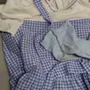 IMISHM Halloween Costumes for Women Girl Storybook Adults Character Costume Blue White Gingham Dress Hair Ribbons sock set (Large)