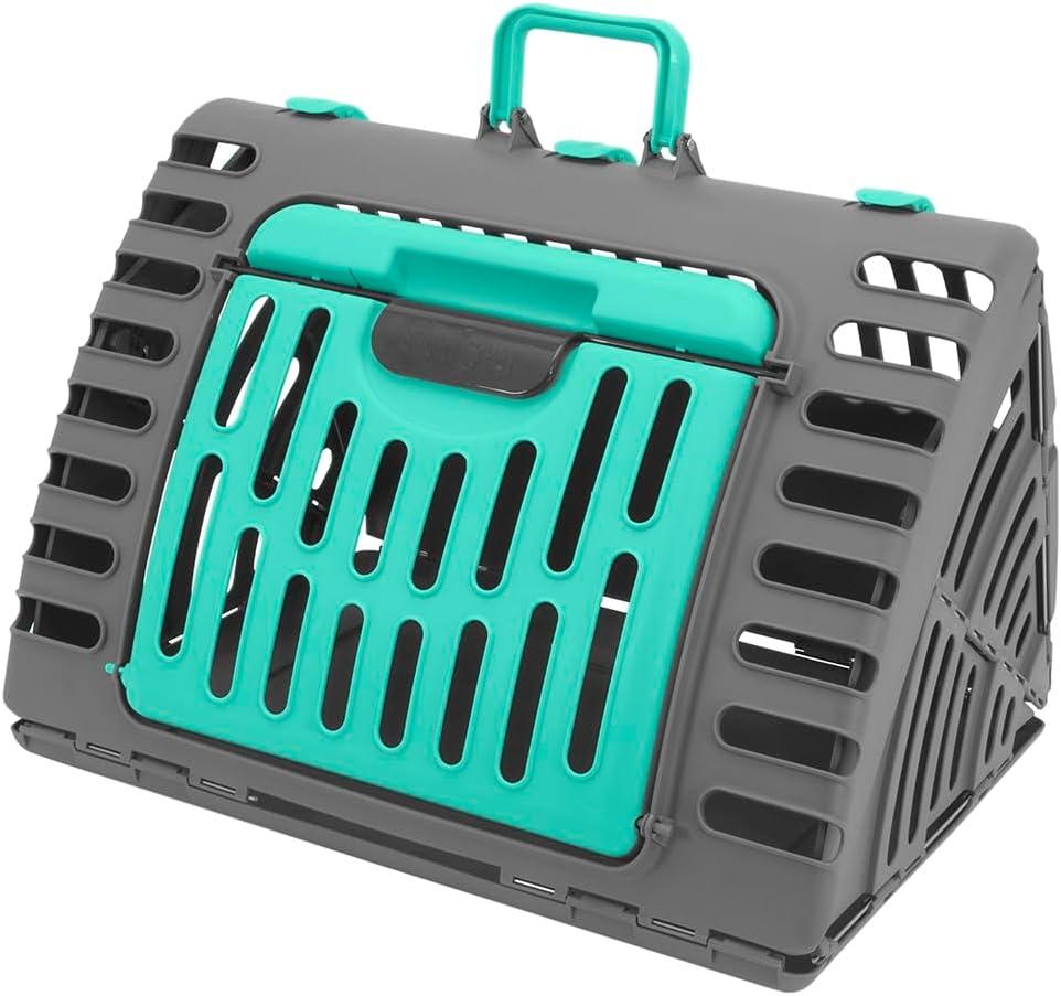 Sport Pet Designs Foldable Travel Cat Carrier - Front Door Plastic Collapsible Carrier Collection, Waterproof Bed (25.0"L x 20.2"W x 19.0"H)