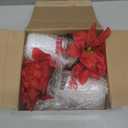 4 Sets Artificial Poinsettia Bushes with Vase 3.1 Inches Mini Christmas Poinsettia Decor Faux Red Flowers Bouquet for Xmas Party Indoor Table Centerpiece