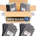 12 Pack - EPI Marble Hardcover Wide Ruled Composition Notebook | 200 Pages (100 Sheets), 9.75 x 7.5 in, Sturdy Sewn Binding | School, Office, Journaling, Notes