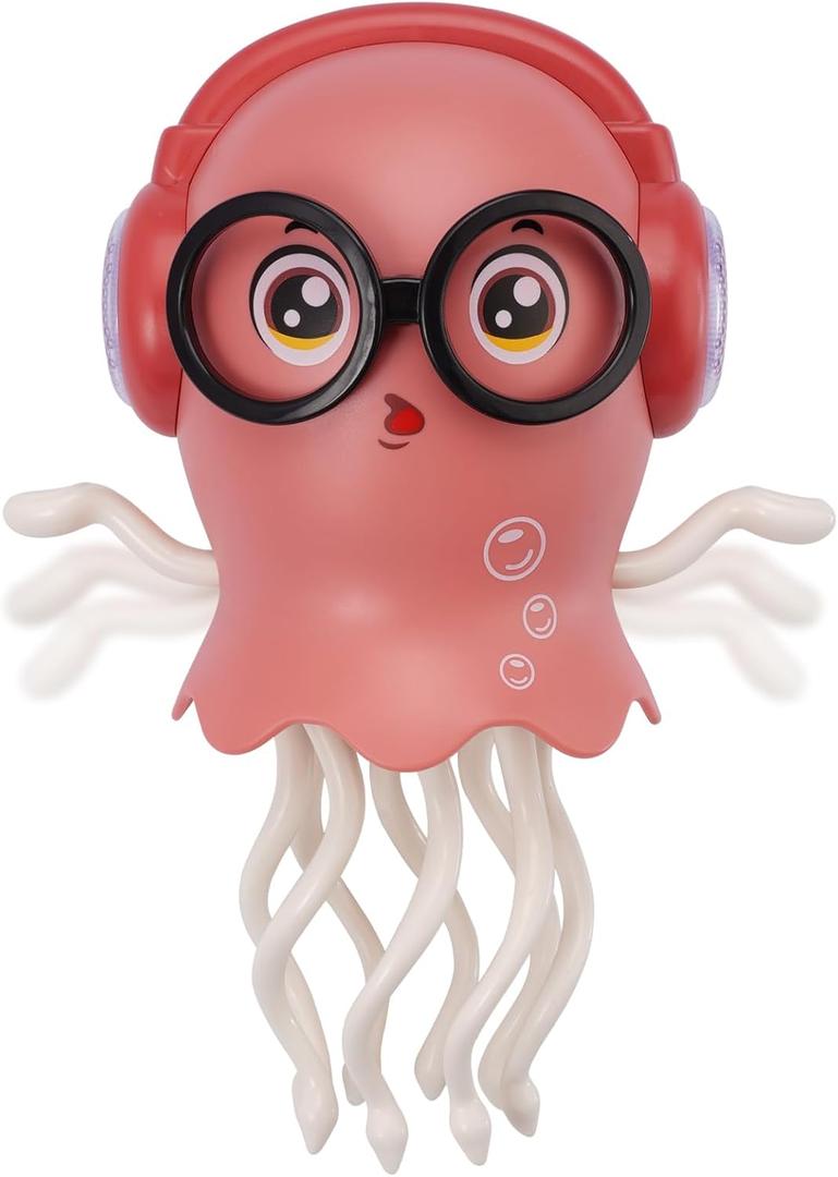 Dancing Octopus Toy with Music LED Lights, Jellyfish, Smart Obstacle Sensor, Interactive Gift for for 3 4 5 6 7 8 Year Old Kids Boy Girl (Pink)