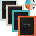 VIOLABBEY 8x10 Picture Frames Set of 4, Colorful Photo Frame of Modern Style, High Definition Tempered Real Glass, Wall mounted or Tabletop Display (Blue+light blue+orange+apricot)