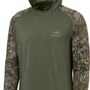 BASSDASH Mens UPF 50 Performance Fishing Shirt Cooling Hoodie Camo Long Sleeve FS17M (XX-Large, Olive Green/Mossy Wood)
