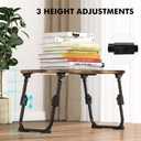 Lap Desk for Bed Adjustable Height, Foldable Bed Table with Storage Drawer, Tablet Slot & Cup Holder, Portable Laptop Stand for Bed & Sofa, Bed Desk for Adults & Kids, Carbonized