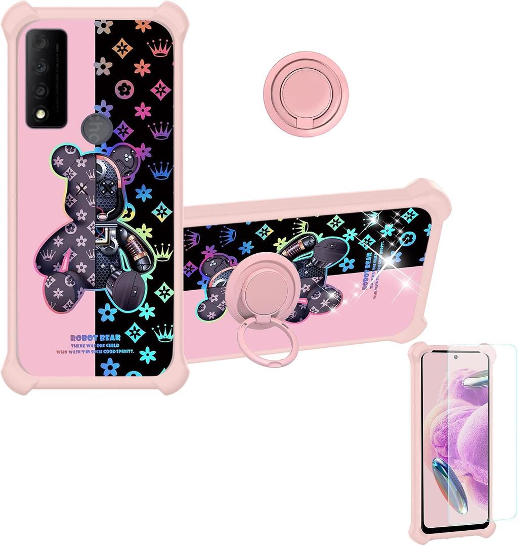 jioeuinly Case for TCL 30 V 5g Case Compatible with TCL 30 V 30v 5g Phone Case Cover [with Tempered Glass Screen Protector][Hard PC + Soft Silicone][Colorful Reflect Light] IMDF-JXX