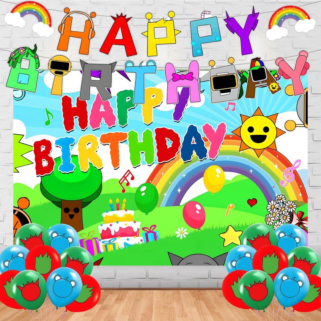 Cartoon Game Birthday Decorations Set Party Supplies Kids Party Favors 2025 with Banner Backdrop Balloons