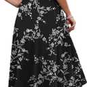Yincro Women's A-Line Midi Skirt with Pockets High Waist Flared Below The Knee Skirts (Black, XL)