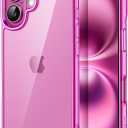 JETech Case for iPhone 16 6.1-Inch, Non-Yellowing Shockproof Phone Bumper Cover, Anti-Scratch Clear Back (Pink)