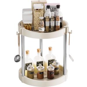 10.01" 2-Tier 360Rotating Lazy Susan turntable Organizer Spice Rack Organization for Kitchen countertop and Cabinet pantry Organizers and storage(2White, Extra Large)
