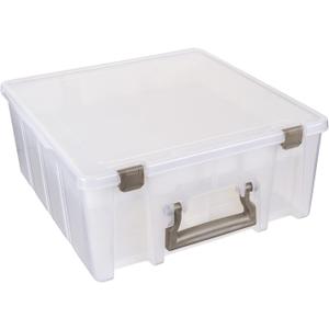 ArtBin 6899AZ Super Satchel Double Deep with Lift-Out Tray Storage Container, Portable Arts & Crafts Organizer with Removable Dividers, Clear