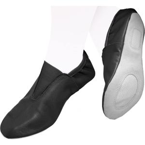 Toddler & Kids Gymnastic Shoes - Trampoline, Tumbling, Agility Gym Footwear - Goat Leather Slip-on With Rubber Sole (5 Big Kid, Black)
