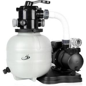 2025 UpgradeBlueBay 13" Sand Filter Pump with Timer 1/3HP / 1850GPH for Above Ground Pool up to 8000 Gallon, 7-Way Valve, Easy Installation, Gray