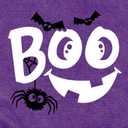 Women Halloween Shirts Spooky Boo Pumpkin Face T-Shirt Trick or Treat Party Short Sleeve (Purple, L)