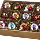 Raz Box of 12 3.25" Bright Vintage Glass Christmas Ornaments 4120894