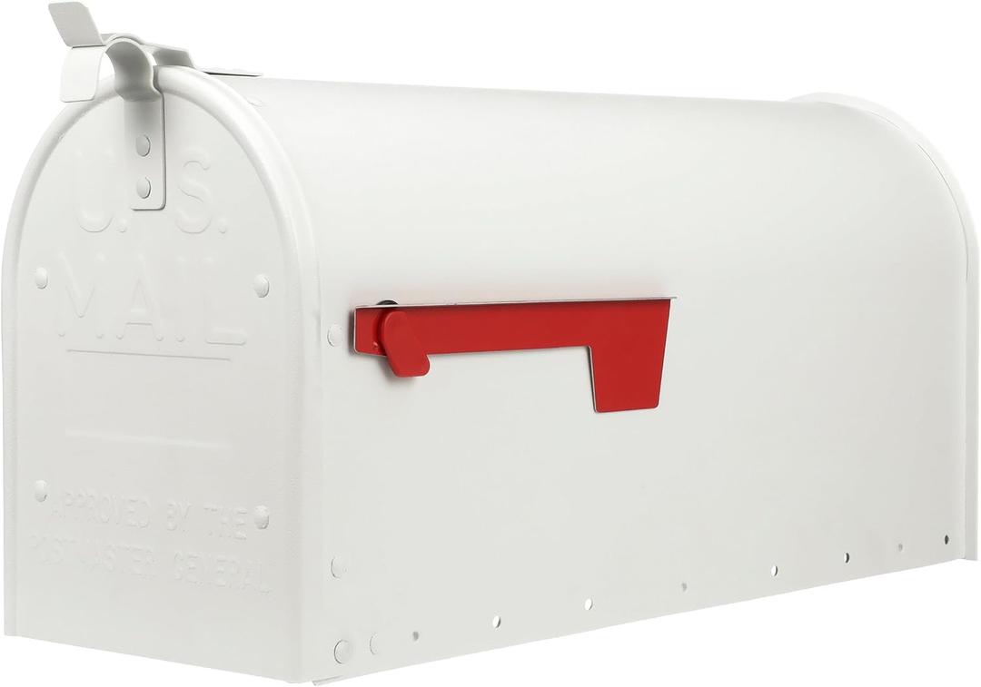 Architectural Mailboxes Admiral Rust-Proof Aluminum Metal Post Mounted Mail Box for Outside, White, Large Curbside Mailbox, USPS Approved for Residential Delivery