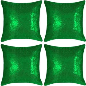 Dark Green Square Sequin Decorative Throw Pillow Covers Cushion Case for Chair Couch Bed Sofa Bedroom Living Room Wedding Home Decor (18"x18",4 Pack)