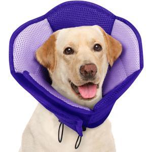 AOFITEE Dog Cone - Soft Cone for Dogs After Surgery, Comfy Cones for Large Dogs to Stop Licking, Adjustable Soft Dog Cone Collar, Elizabethan Pet E-Collar for Wound Healing, Purple Large
