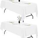 IVAPUPU 2PCS White Table Cloth for Rectangle Table - 70 x 120 Inch Tablecloths Rectangular Waterproof Washable Wrinkle Resistant for 6 FT Tables Wedding Cocktail Party