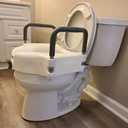 Carex E-Z Lock Raised Toilet Seat with Handles - 4.5 Inch Toilet Seat Riser with Arms, Toilet Riser Fits Most Toilets, Elongated or Round, Toilet Seat Lifter, White