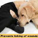 COODEO Dog Paw Protector with Hind Leg Sleeve, Waterproof Anti-Licking Dog Sock with Non-Slip Bottom, Rear Leg Recovery Cover for Wounds, Hot Spots, Skin Irritation & Outdoor Use (Black, L)