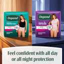Depend Night Defense Adult Diapers, Incontinence & Postpartum Bladder Leak Underwear for Women, Disposable, Overnight, Medium, Blush, 15 Count