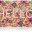 Juvale Natural Spring Hello Floral Coir Welcome Doormat for Front Door, 17 x 30 Inches - Welcome Mat for Door Entrance, Backyard, Entryway