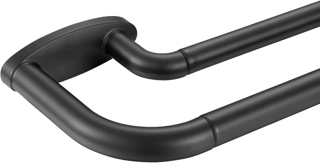 Double Curtain Rods Matte Black,Room Darkening Drapery Rod 48-84 Inches,Adjustable 3/4 Inches Front and 5/8 Inches Back Quality Metal Rod for Window,Wrap Around Design