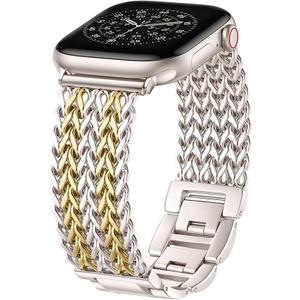 Metal Band Compatible with Apple Watch Bands for Women 40mm 41mm 42mm 38mm 44mm 45mm 46mm 49mm, Dressy Stainless Steel Link Bracelet, Designer Strap for iWatch Series 11/SE/10/9/8/7/6/5/4/3/2/1/Ultra