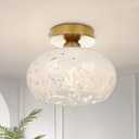 FRIDEKO HOME Modern Semi Flush Mount Ceiling Light - Glass Close to Ceiling Light fixtures Bedroom Light Fixture Hallway Light Fixtures for Bathroom Entryway Kid's Room Laundry Room, Size: 8.66 Inch