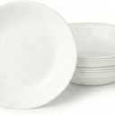 Corelle Vitrelle 6-Piece Bowl Set Triple Layer Glass and Chip Resistant, 20-Oz Lightweight Round Bowls, Winter Frost White