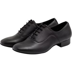 ARCLIBER Mens Dance Shoes Ballroom PU Leather Black Dancing Shoes for Men Sole Tango Salsa Latin (9.5, Matte Black)