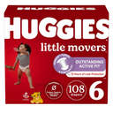 Huggies Size 6 Diapers, Little Movers Baby Diapers, Size 6 (35+ lbs), 108 Count (2 Packs of 54), Packaging May Vary