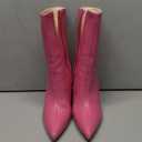 Reitoye Women's Pointed Toe Wide Calf Ankle Booties Stiletto Heel Mid Calf Short Boots (9.5, Pink)