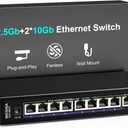 10Gbe Ethernet Switch Unmanaged with 2 x 10Gb RJ45 Ports 8 x 2.5Gb Base-T Ports, Desktop/Wall Mount NICGIGA 10 Port 10Gbps Network Switch for Wireless AP, NAS, PC