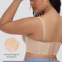 FallSweet Lace Strapless Bustier Bra for Women Underwire Longline Corset Top (Beige, L)