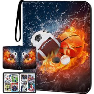Sports Card Binder 4 Pocket Trading Card Binder 400 Pockets Double Sided Pockets Baseball Card Binder for Football Baseball Basketball Hockey Card and Other TCG Collection Storage Album