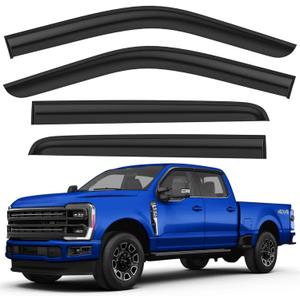 Shatterproof Tape-On Rain Guards for Ford F250 to F550 Super Duty 2017-2025 Crew Cab, Out-Channel Window Deflectors Vent Window Visors Rain Sun Wind Guards Shade Deflectors, 4 pcs