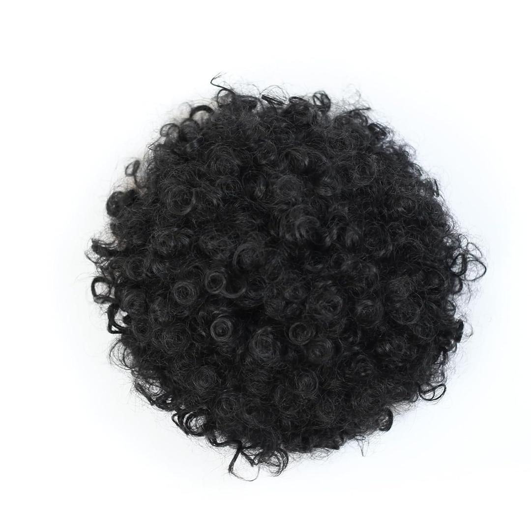 Large Afro Puff Drawstring Ponytail For Black Women, 10 Inch Nature High Puff HairStyle With Clip Black Curly Afro Messy Hair Bun for Women,Girls(1B)