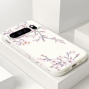 for Pixel 10 Pro Case, Flower Design Slim Soft Anti Slip and Anti Scratch Silicone Phone Cover for Pixel 10 Pro 6.3 inch, Plum White