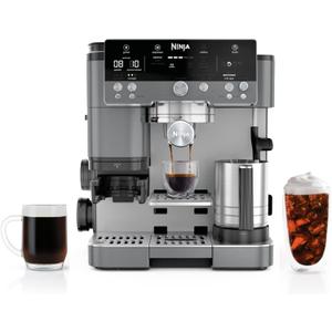 Ninja Luxe Caf Premier 3-in-1 Espresso Machine, Drip Coffee, & Rapid Cold Brew | Built-in Coffee Grinder, Hands-Free Milk Frother, Assisted Tamper for Cappuccinos & Lattes | Gunmetal | ES601GM