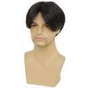 Kaneles Mens Short Black Straight Wigs Natural Middle Part Synthetic Hair Daily Cosplay Costume Fluffy Wig(Black)