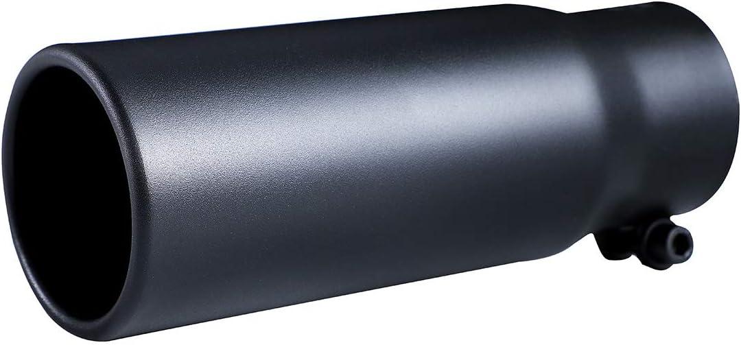 Black Exhaust tip - 2.5 Inch Inlet Bolt on Design- Stainless Steel Car Muffler Tips 2.5" ID x 3"OD x 8"L