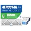 Aerostar 14x14x1 MERV 8 Air Filter, 4 Count, ACTUAL SIZE (13.75 x 13.75 x 0.75), HVAC, Air Conditioning & Furnace Filter Captures Dust, Lint & Pollen (MPR 600 / FPR 5), Made in USA