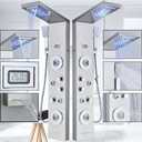 AlenArt Shower Panel LED Shower Tower System with Rainfall Waterfall Shower Head, 4 Body Massage Jets,Hand Shower Sprayer and Tub Spout Stainless Steel, Brushed Nickel