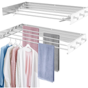 Upgrade 6 Knob Hooks Wall Mounted Drying Rack: Wide Collapsible Laundry Drying Racks, 5 Aluminum Rods, 9.9 Linear Ft Drying (39", Circle Hook)