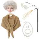 100 Days of School Costume for Women – Old Lady Costume with Wig -School Grandma Costume with Accessories
