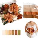 Lookein Chic Terracotta Artificial Flowers Combo& Silk Ribbon for Wedding DIY Bouquet Table Centerpiece Bridal Shower Party Decoration